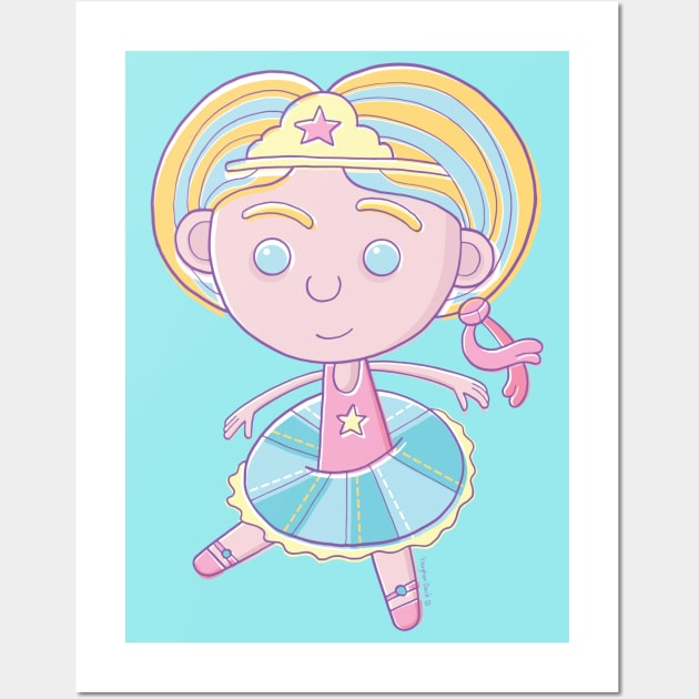 Ballerina Cartoon Wall Art by vaughanduck